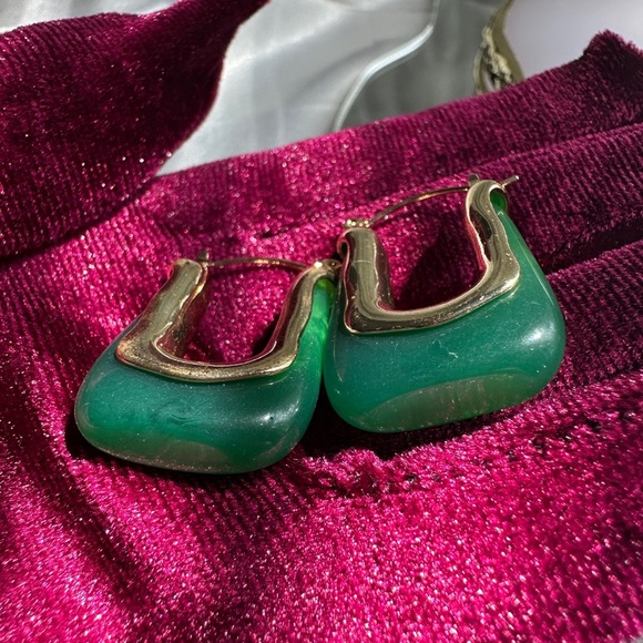 Anthropologie Gold and Green Statement Earrings - Picture 11 of 13